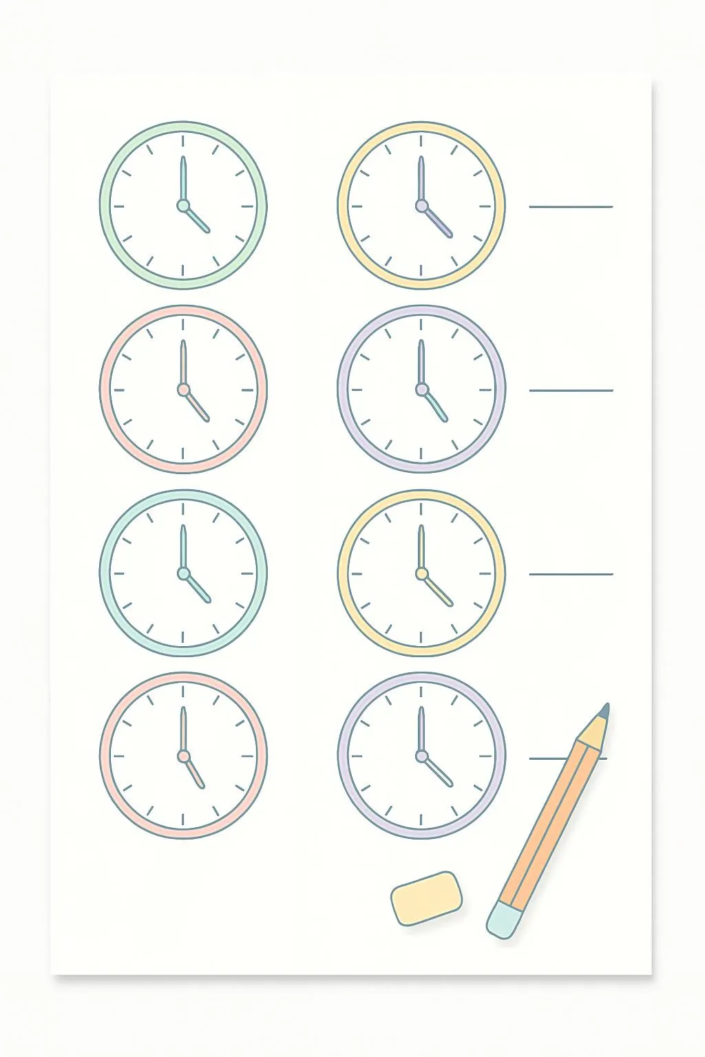 Teacher observing a student reading a clock during an individual assessment